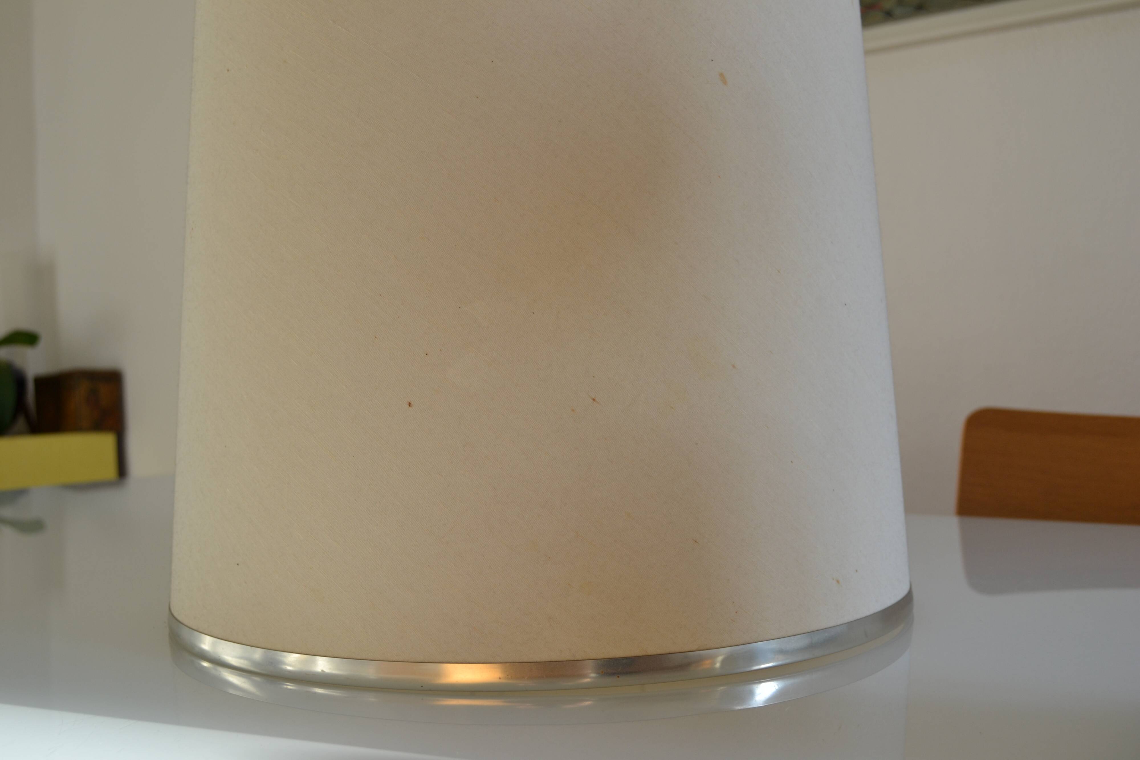 See delmas lamp 70's with fabric and metal lampshade