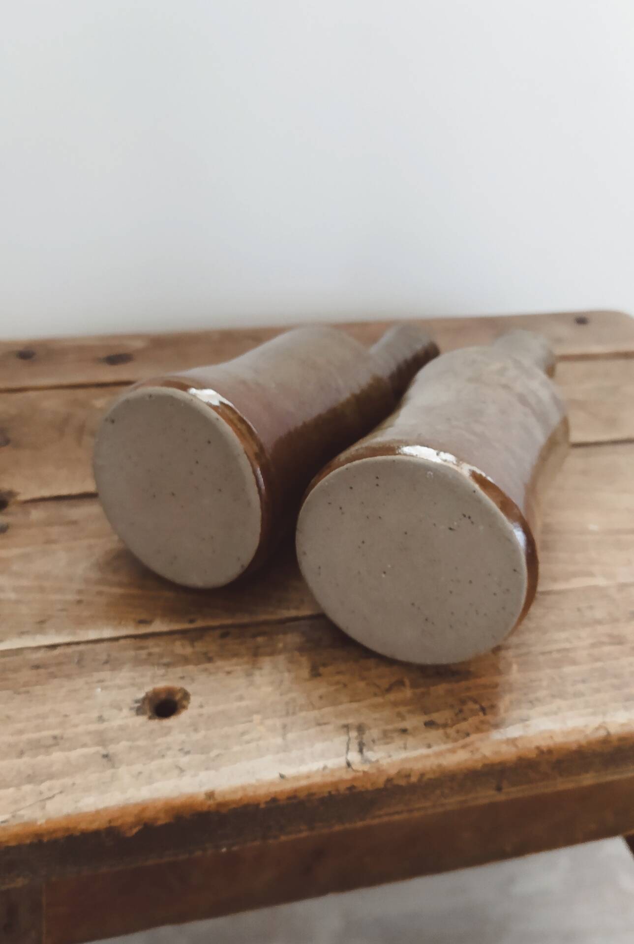 Duo of vases, stoneware soliflores • Vintage