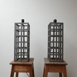 Paire géométrique des pieds de lampes en métal allemand