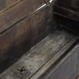 Rustic and weathered antique oak chest from the 18th century.