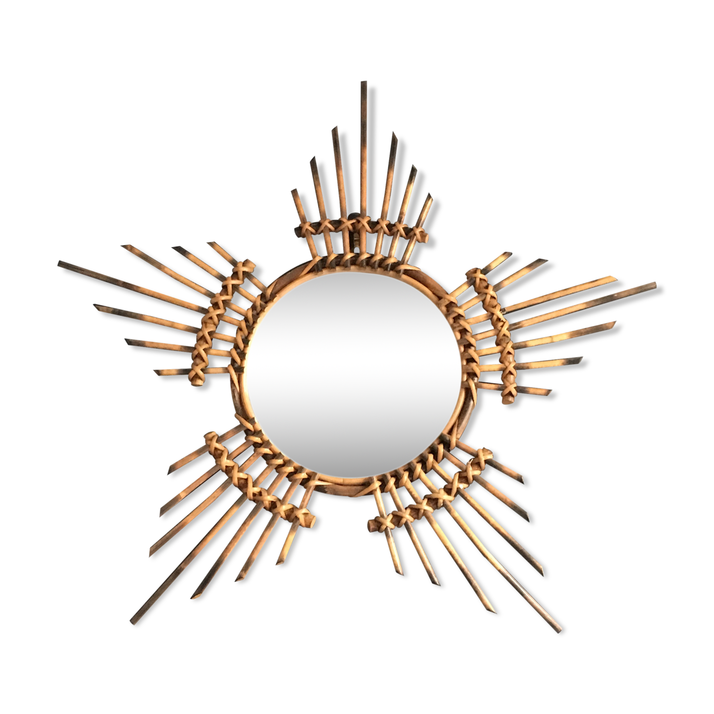 Miroir soleil en rotin 67 x 67 cm