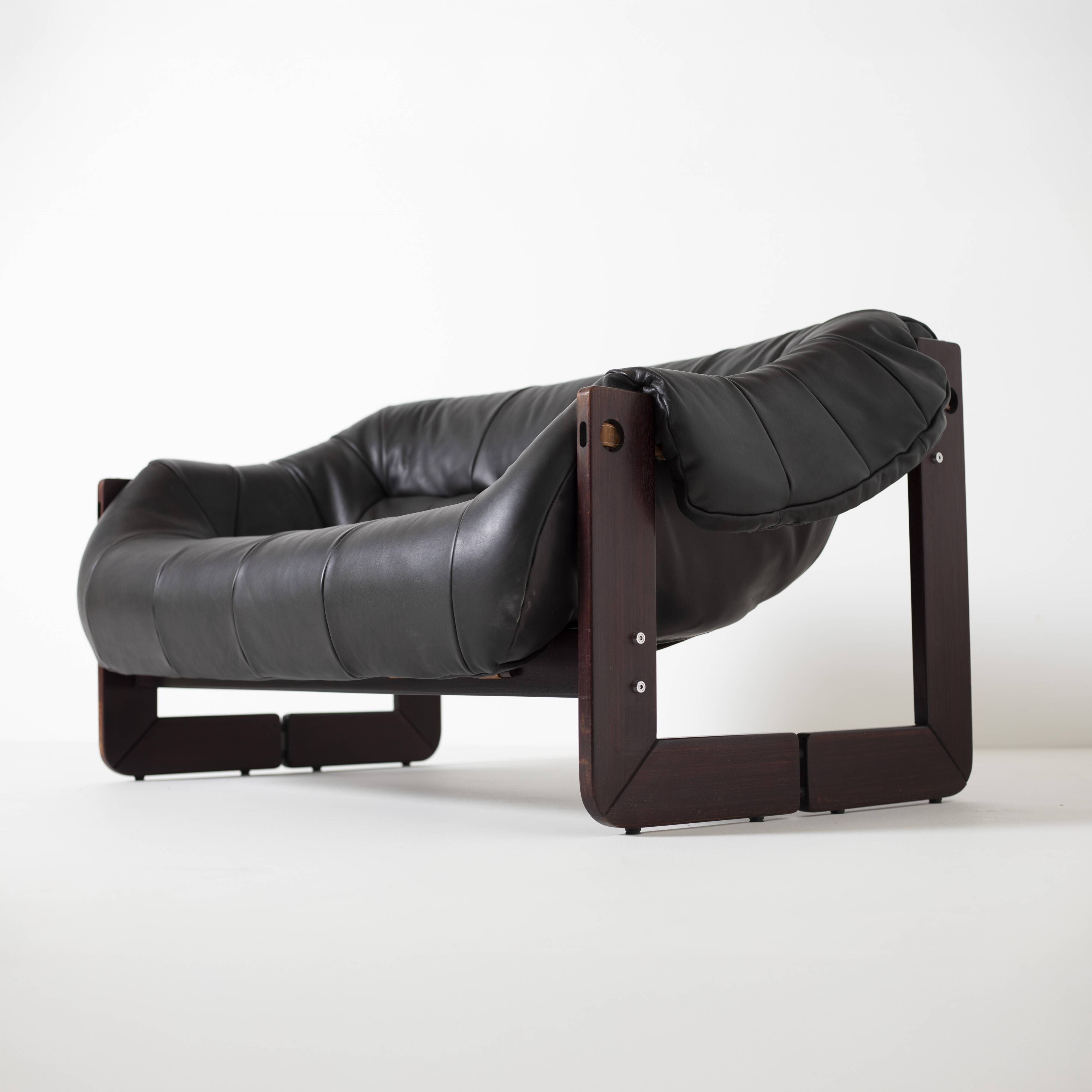 Percival Lafer loveseat Mp-97 in leather, Brazil, 1970s