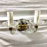 Paire d'appliques verre et cristal