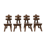 Set of 4 chairs brutalist spotted oak 1935