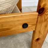 80s armchair with striped fabric and pine structure