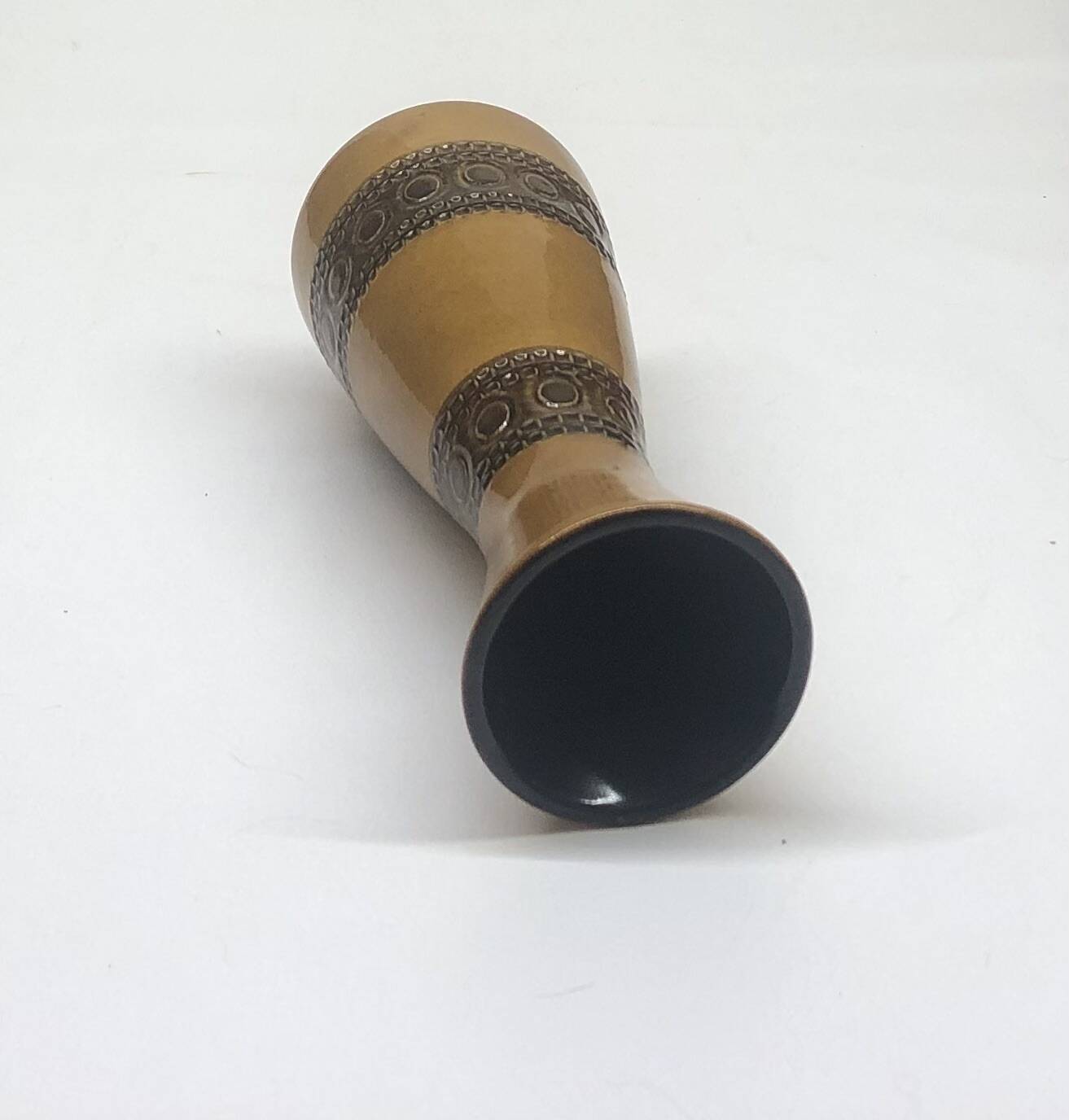 West Germany mustard diabolo vase