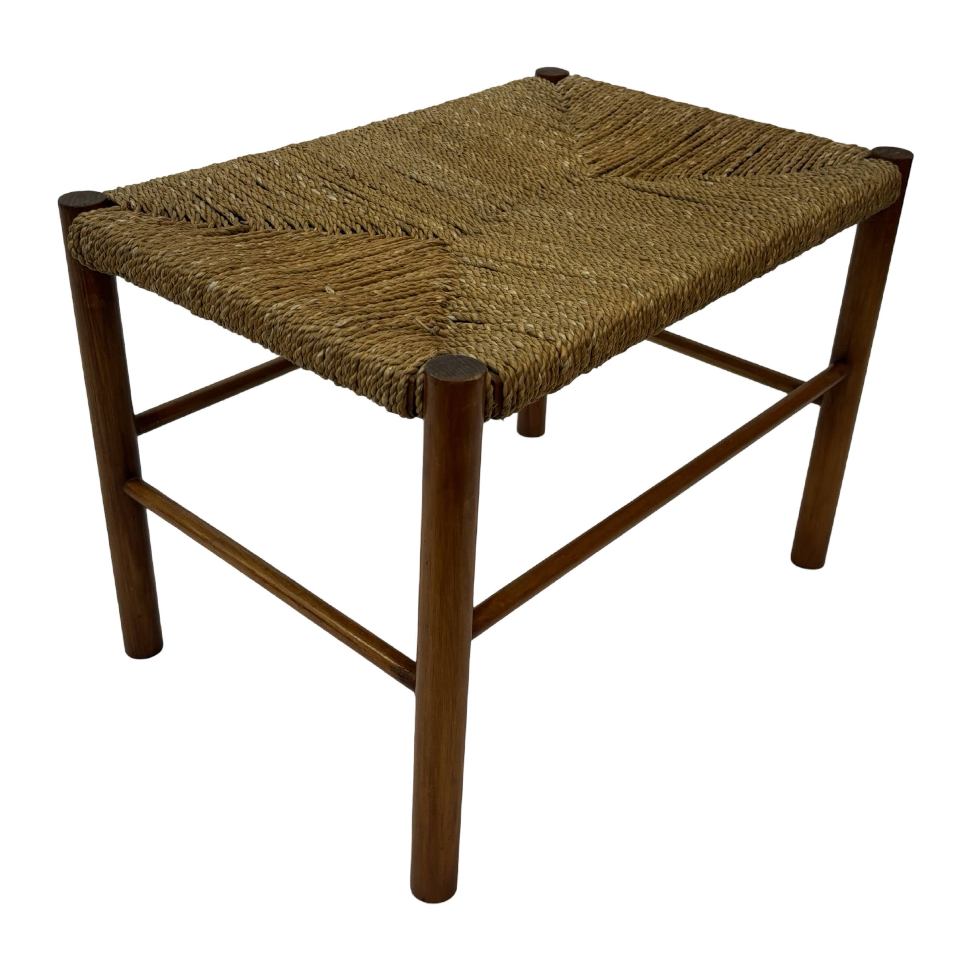 Vintage Stool Danish Papercord Rope Stool Mid Century Ottoman