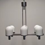 Space Age chandelier with 6 lights in sandblasted opalines, 1960s-70s
