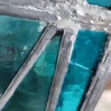 Old stained glass window in the Middle Ages style