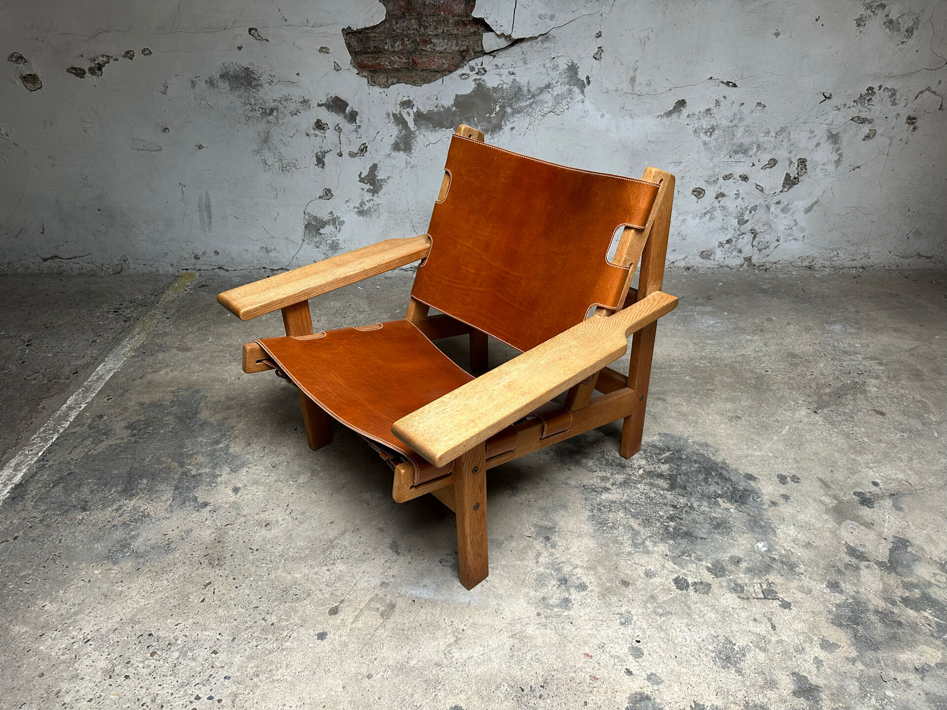 Fauteuil de chasse Kurt Østervig design danois chêne cuir