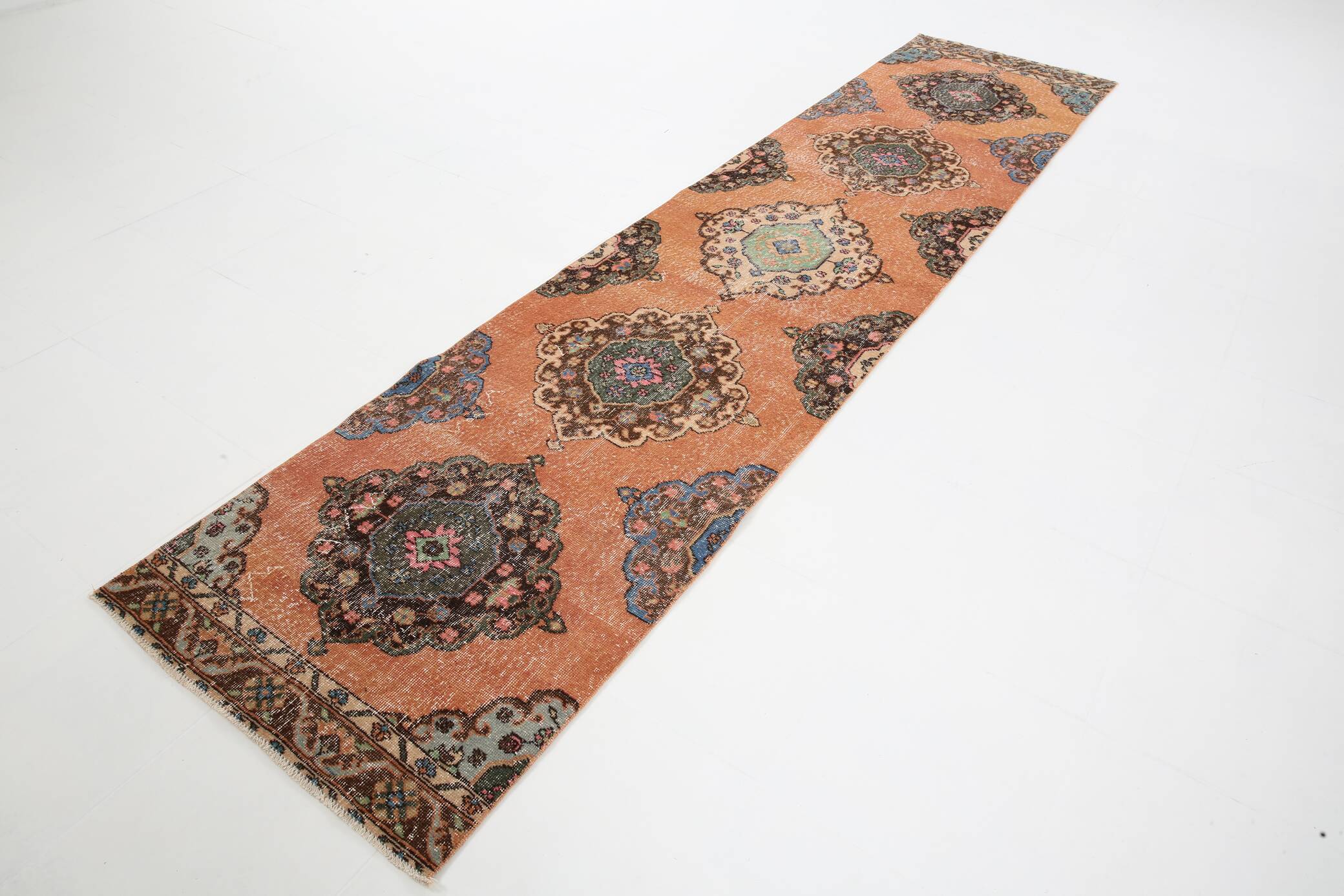 3x12 Oriental Orange Persian Runner Rug, 89x384Cm