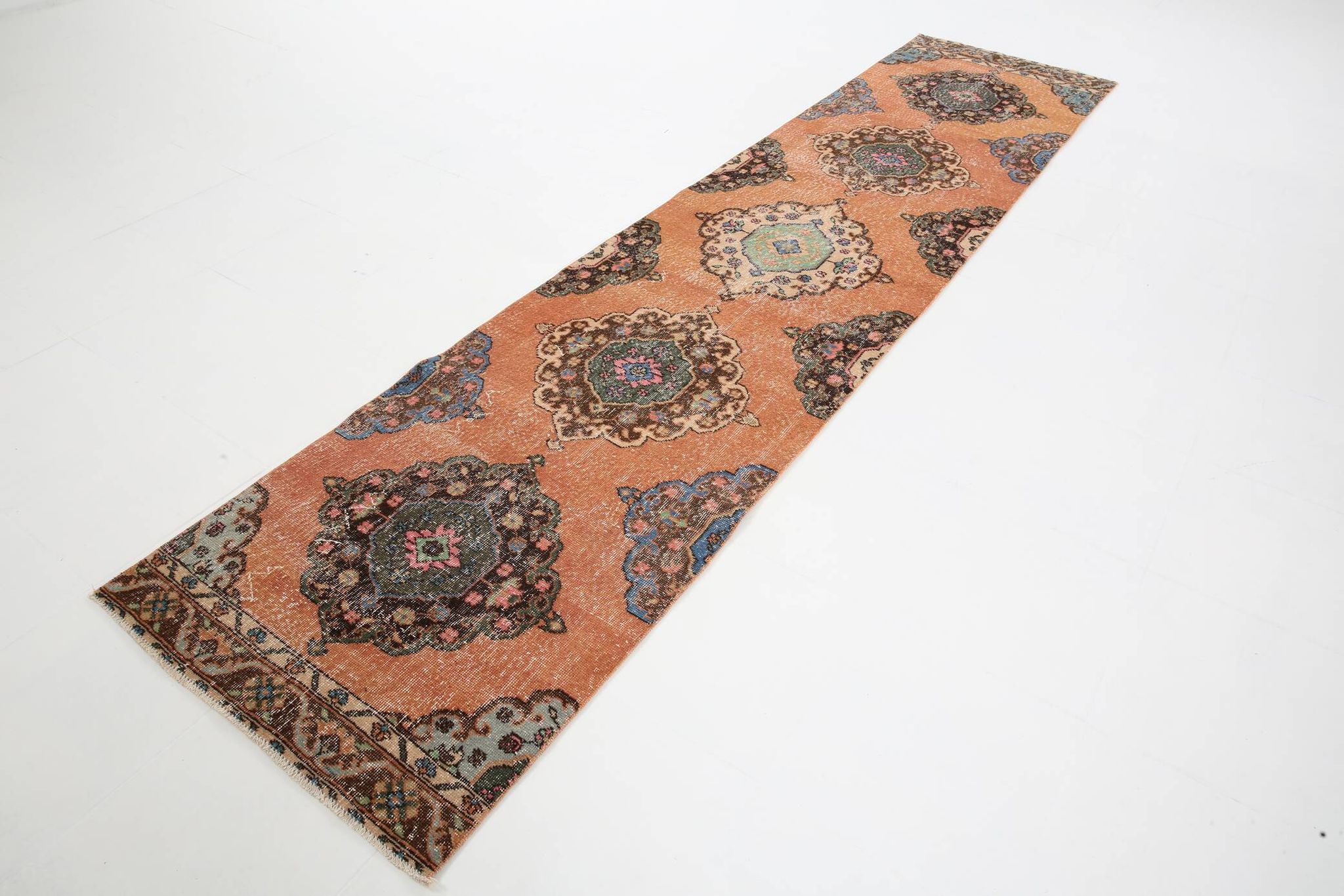 3x12 Oriental Orange Persian Runner Rug, 89x384Cm