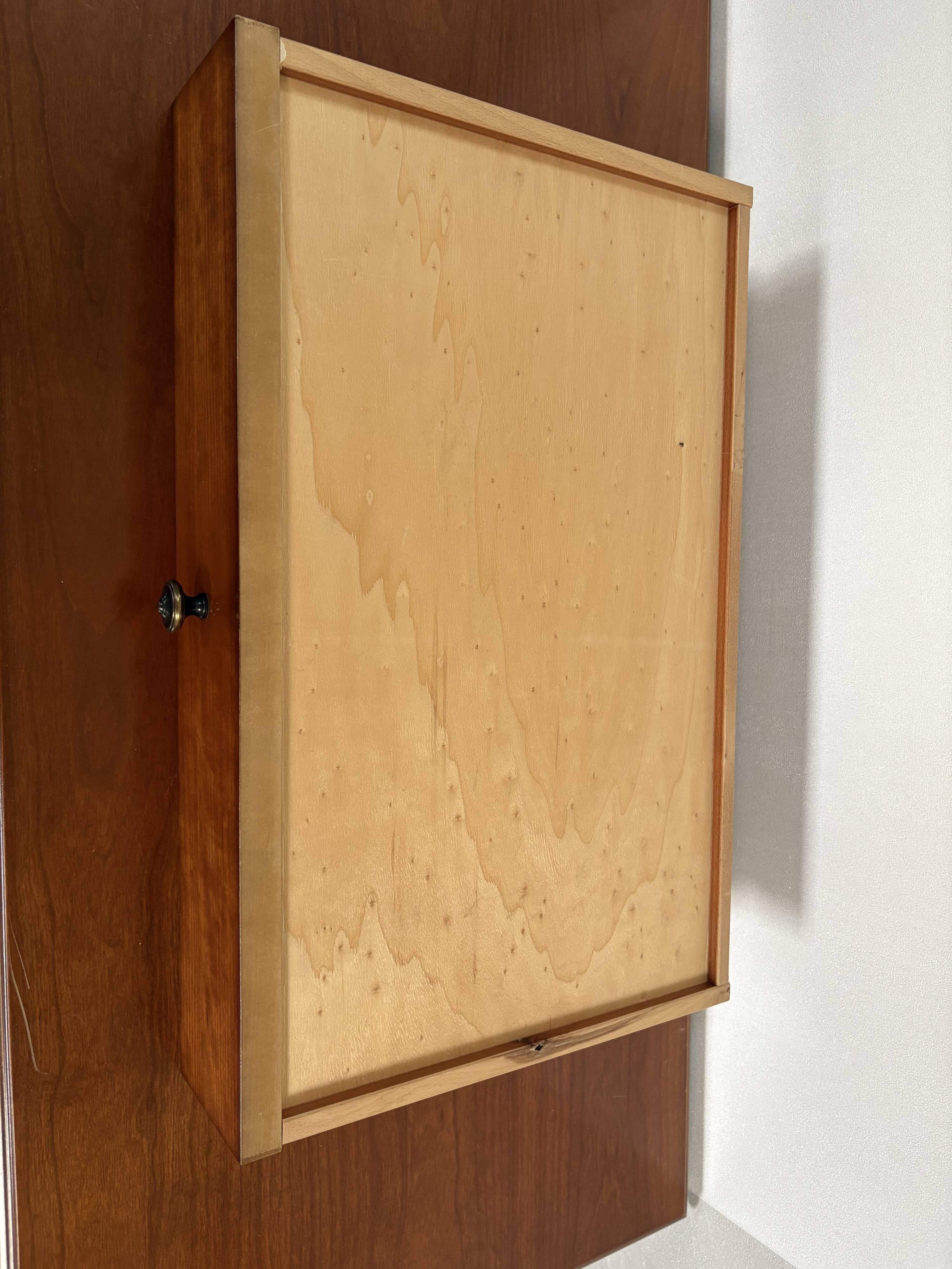 Vintage desk in solid beech stained cherry with glass top