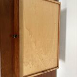 Vintage desk in solid beech stained cherry with glass top