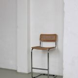 Tabouret de bar en rotin tubulaire style Marcel Breuer | Italie | Années 1970