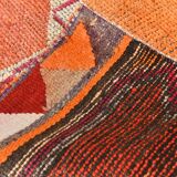 3x11 Runner Coral Red Vintage Runner Rug, Wool Corridor Rug, 94x329Cm