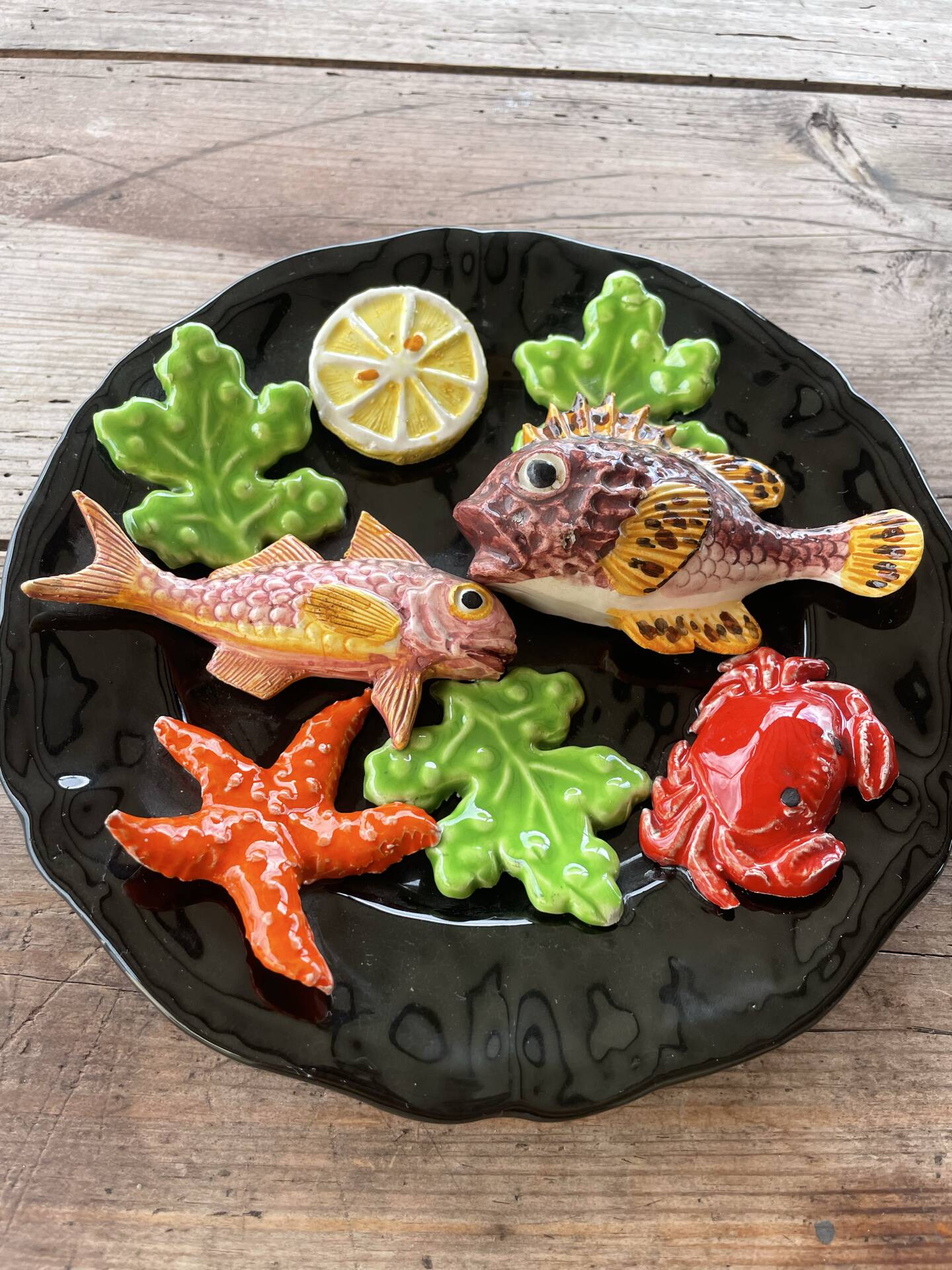 Majolica Fish Sealife Platter Vallauris