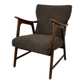 Fauteuil danois teck & bouclettes