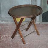Small folding coffee table with a wooden top and brass in the Napoléon III style.