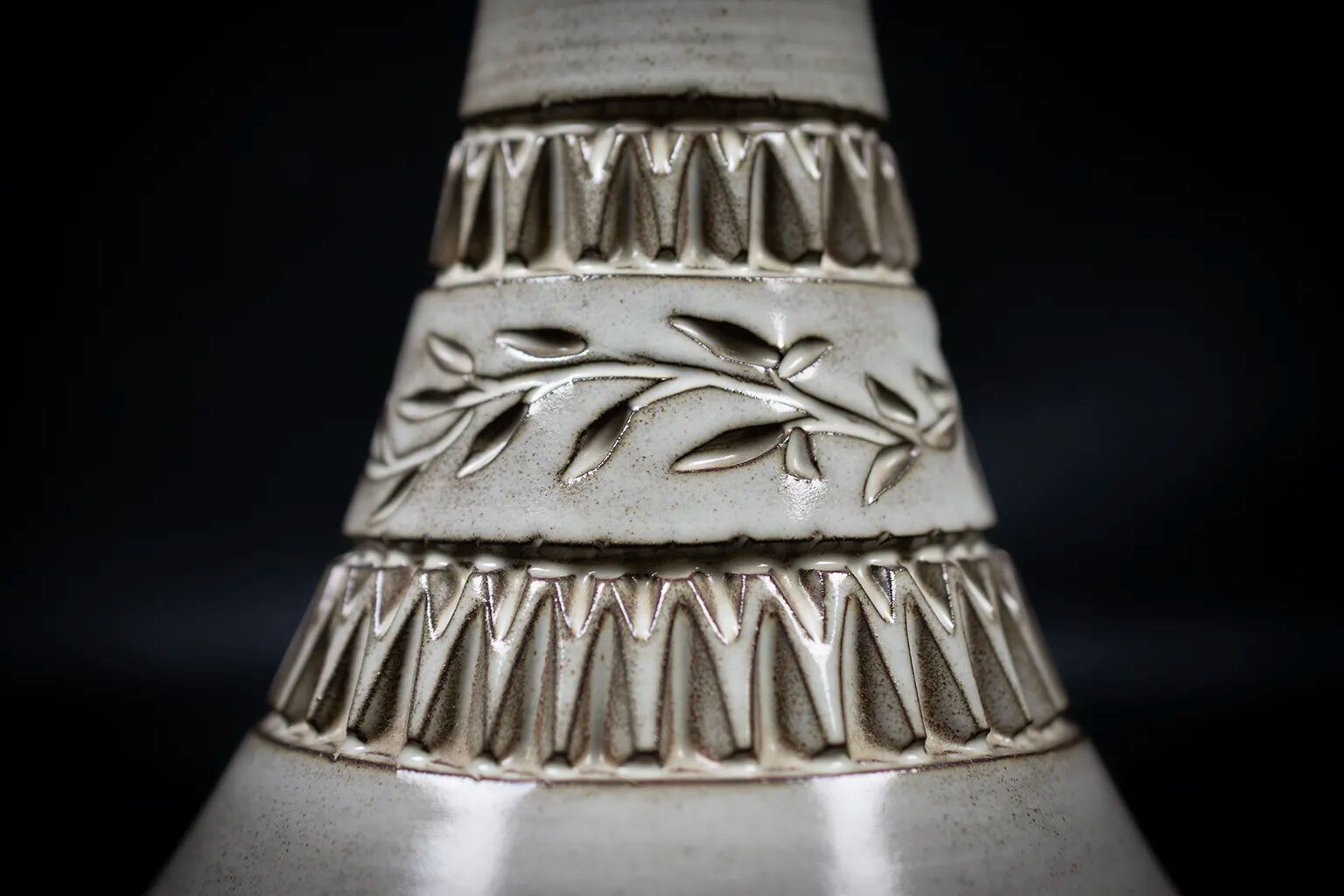 Ceramic candle holder with geometric decoration by Huguette Bessone - Vallauris