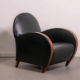 Pair of mid-century leather armchairs circa 1970 made in Belgium