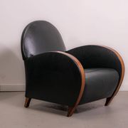 Pair of mid-century leather armchairs, circa 1970, made in Belgium.