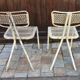 Perforated metal chairs René Malaval 1950
