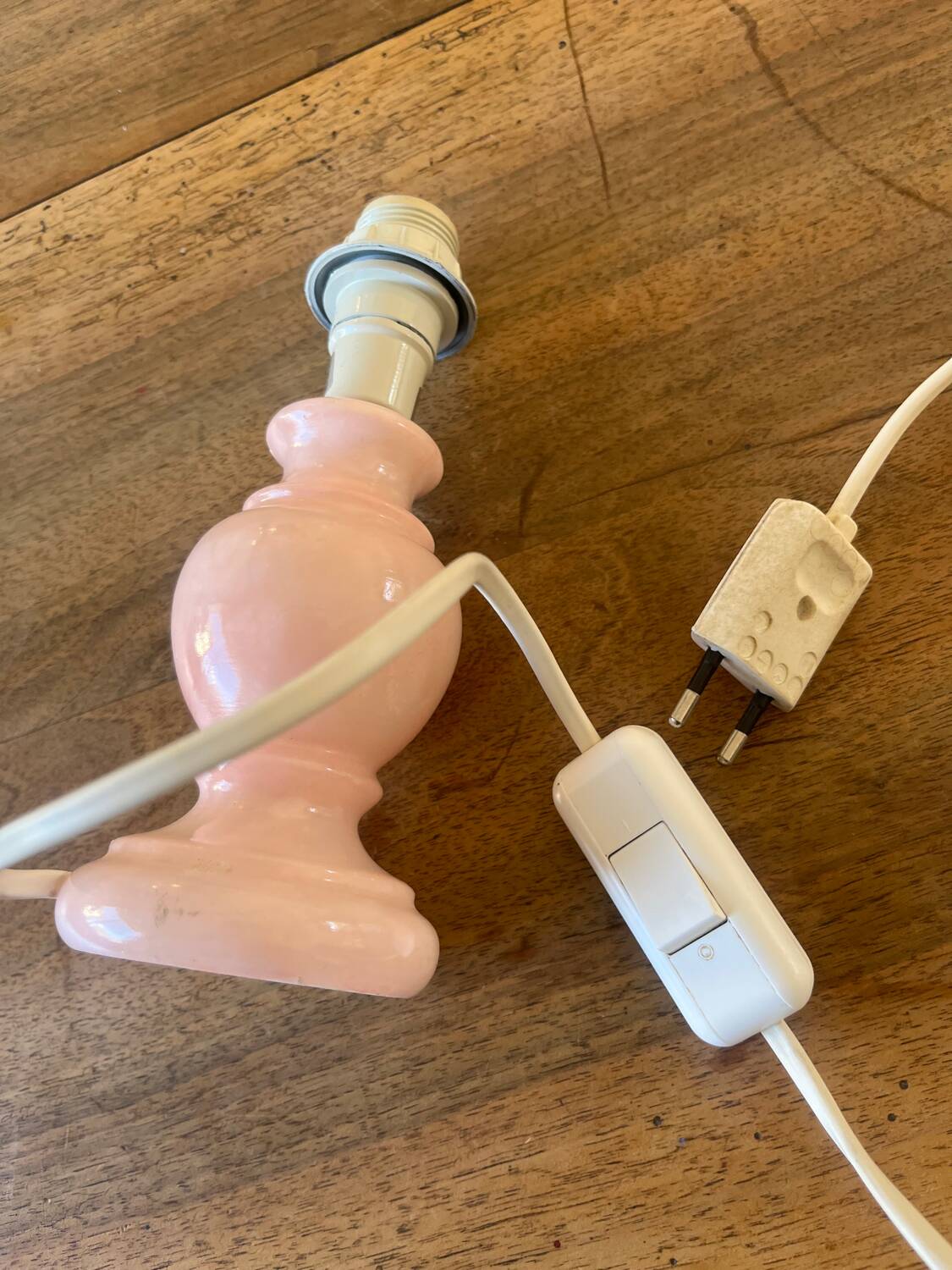 Antique lamp base in rose quartz