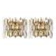 Pair of wall sconces in gilded brass and crystal by Palwa, Germany, 1970s.