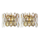 Pair of wall sconces in gilded brass and crystal by Palwa, Germany, 1970s.