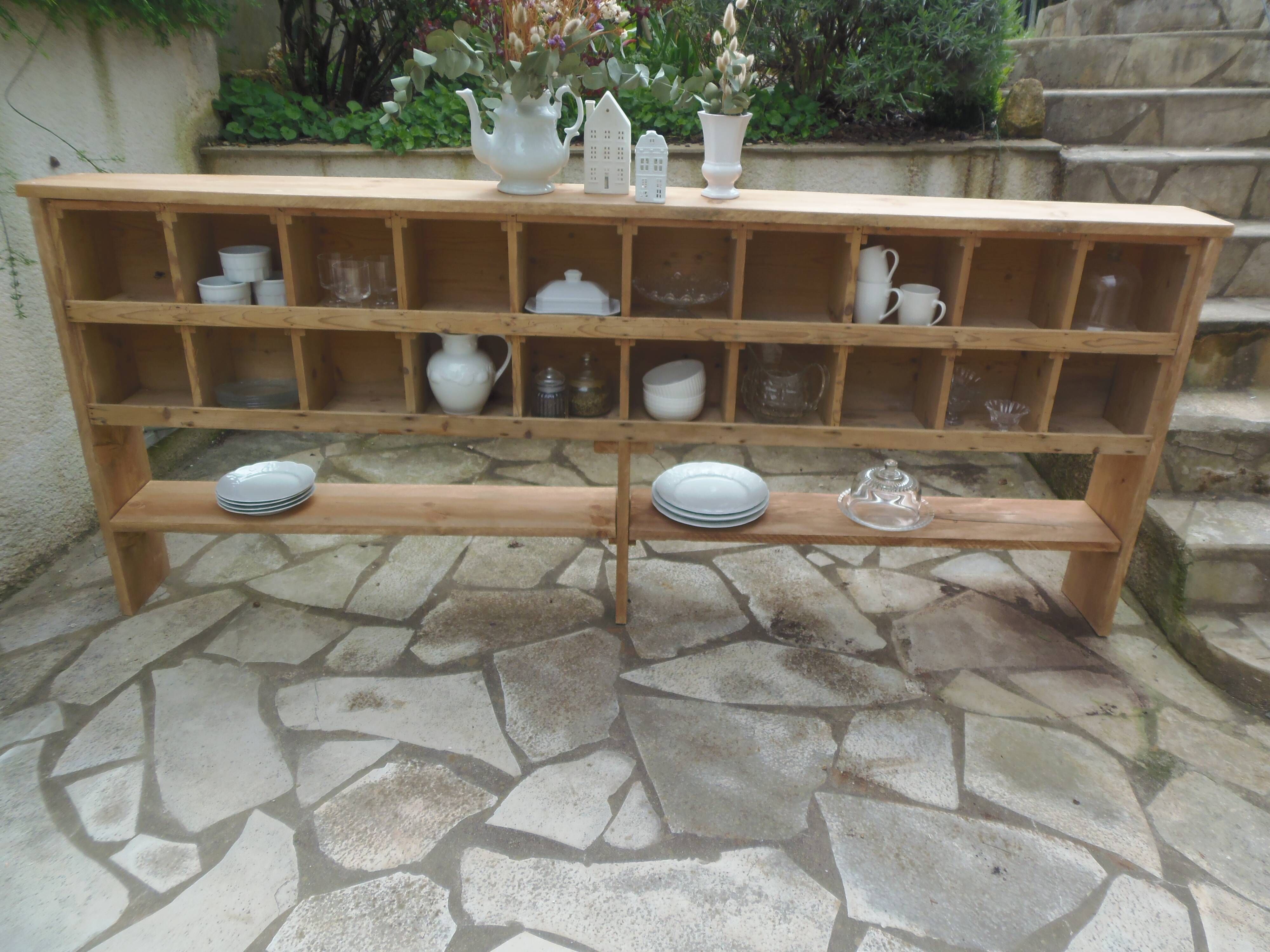 Vintage pitch pine craft furniture, 20 lockers, 2 mobile shelves