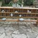 Vintage pitch pine craft furniture, 20 lockers, 2 mobile shelves