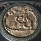 Old large leather jewelry box with a central medallion, XIX century, Napoleon III