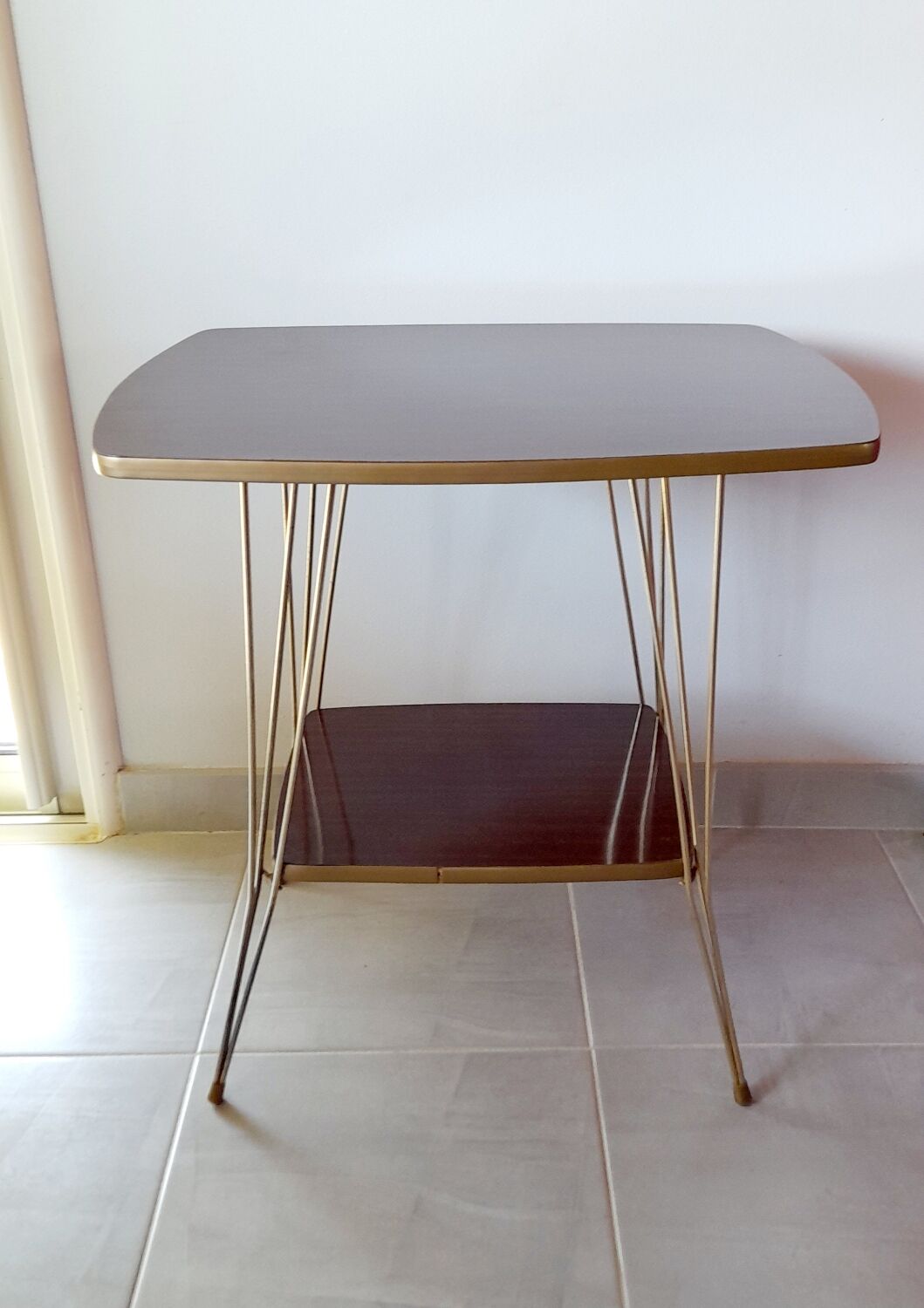 Formica and metal side table 70s
