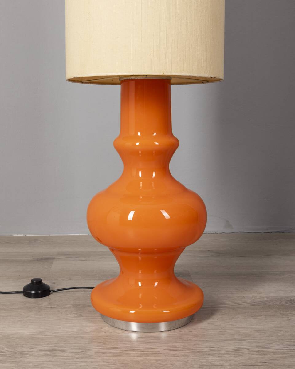 Lampadaire vintage années 70 en verre orange design italien