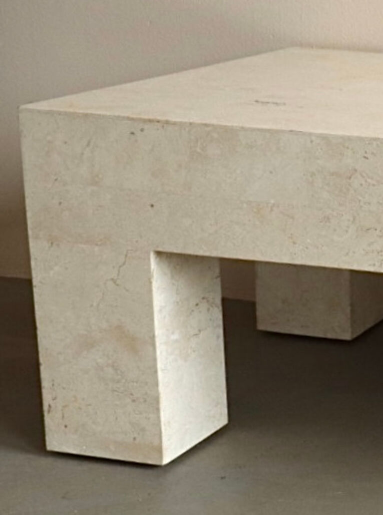 Coffee table in travertine inlay