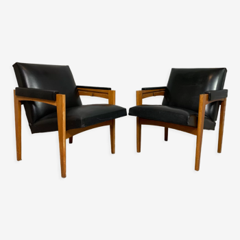 Pair of vintage armchairs with 1950 system