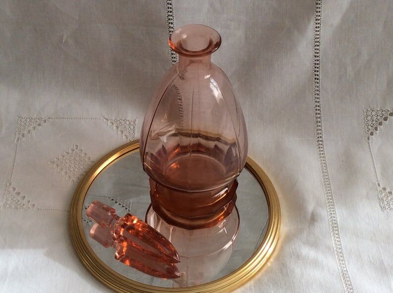 Art deco 1960s pink glass carafe