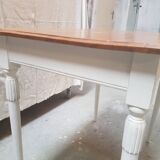 Old desk table in oak tapered white patinated feet