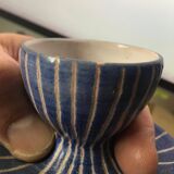 Set of 2 cups of eggs in blue Vallauris ceramic by Robert Picault 1950