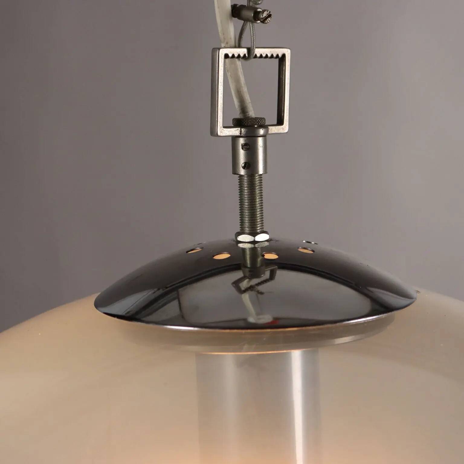 Vintage ceiling light in glass and metal, Italy, 1970s
