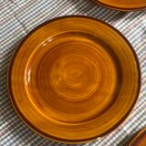 7 flat plates in earthenware Saint Clément vintage brown