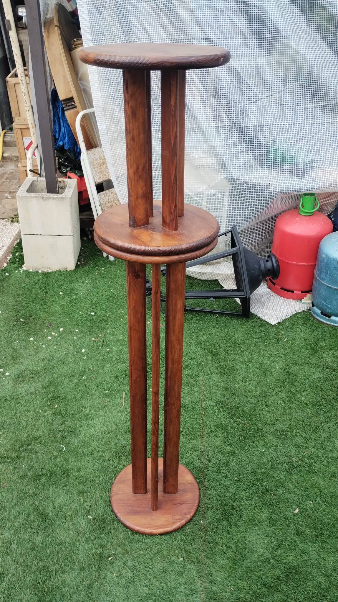 Set of 2 solid wood plant stands.