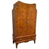 Cubist Art Deco wardrobe in heather wood, 1940s