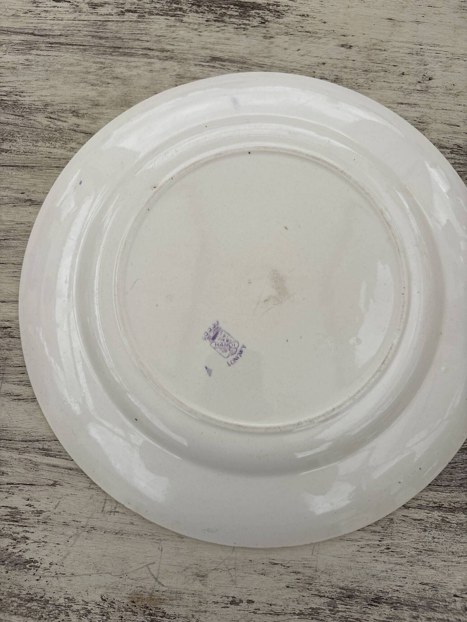Antique Longwy Hanoï Serving Platter • Lavender Transferware, c.1890–1900 (