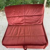 Scandinavian convertible sofa bed, 1-seater, in burgundy velvet with polka dots, 1930s