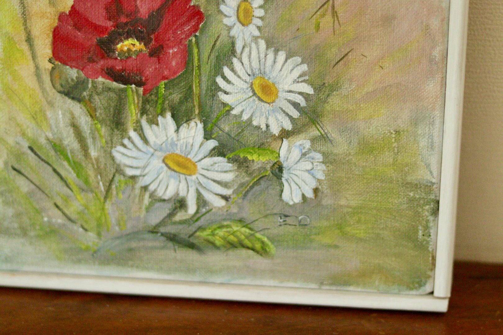 Still life from the mid-20th century, oil on canvas – floral painting