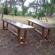 Pair of solid cherry wood farmhouse benches, 1950/60