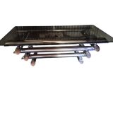 Willy Rizzo table 1970 chrome metal and glass