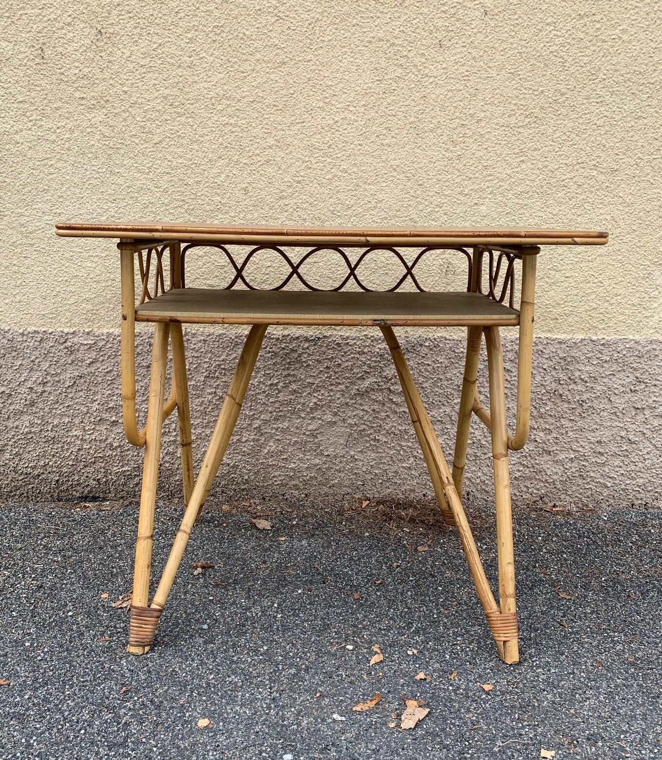 Rattan desk with locker, 1950